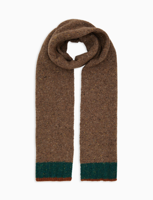 Men's plain beige wool scarf with contrasting edge - Scarves | Gallo 1927 - Official Online Shop