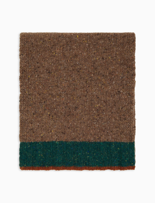 Men's plain beige wool scarf with contrasting edge - Scarves | Gallo 1927 - Official Online Shop