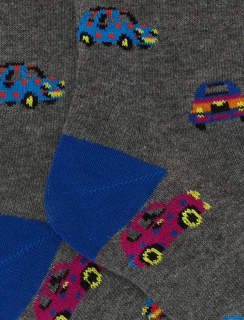 Kids' long grey cotton socks with car motif - Black Friday Kids | Gallo 1927 - Official Online Shop