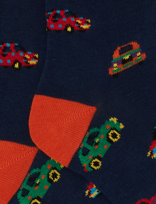 Kids' long blue cotton socks with car motif - Black Friday Kids | Gallo 1927 - Official Online Shop