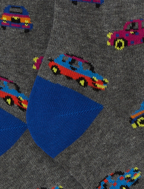 Short grey cotton socks with car motif - Black Friday Kids | Gallo 1927 - Official Online Shop