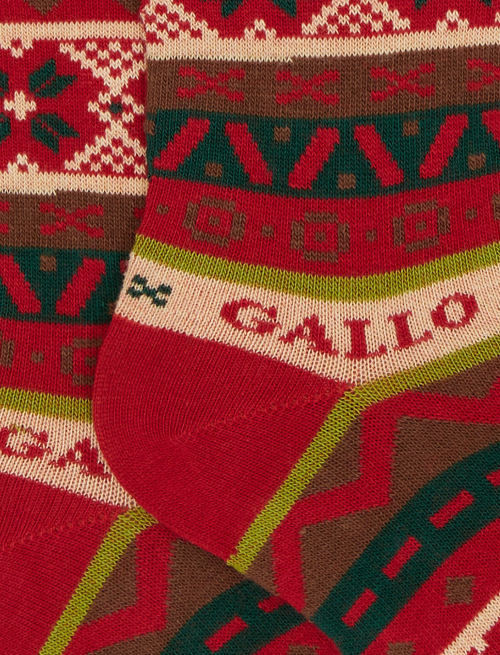Kids' long red cotton socks with decorative Christmas motif - Black Friday Kids | Gallo 1927 - Official Online Shop