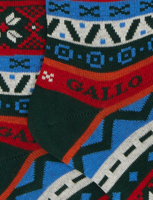 Kids' long green cotton socks with decorative Christmas motif - Black Friday Kids | Gallo 1927 - Official Online Shop
