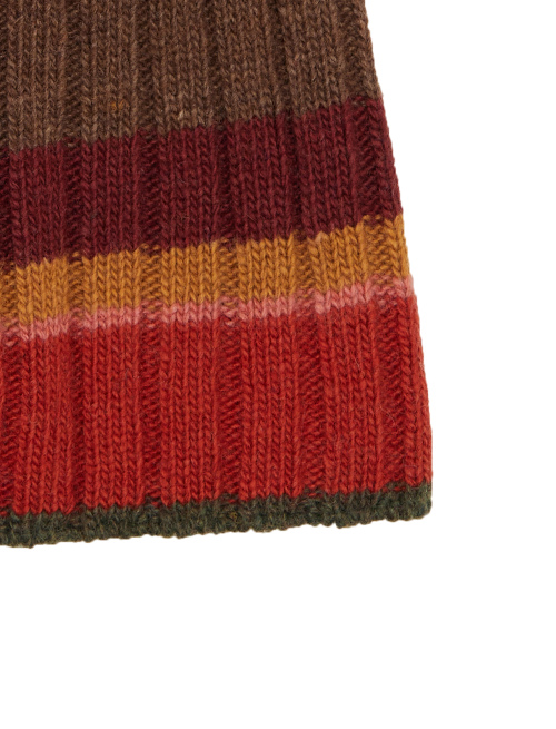 Unisex pink wool and cashmere beanie with multicoloured stripes - Accessories | Gallo 1927 - Official Online Shop