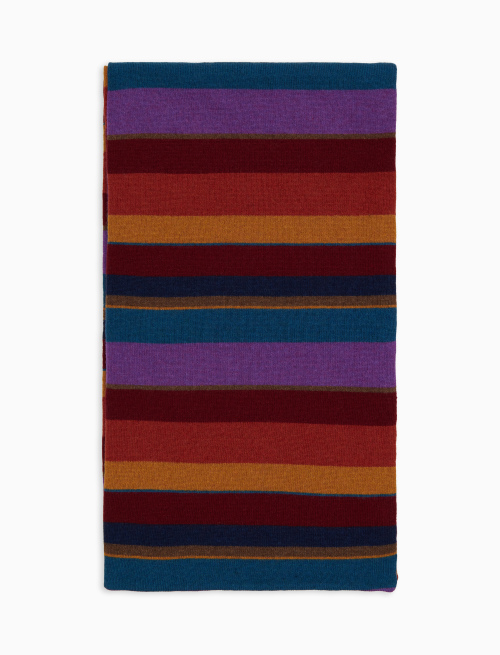 Sciarpa doppiata unisex lana e cashmere bordò righe multicolor - Accessori | Gallo 1927 - Official Online Shop