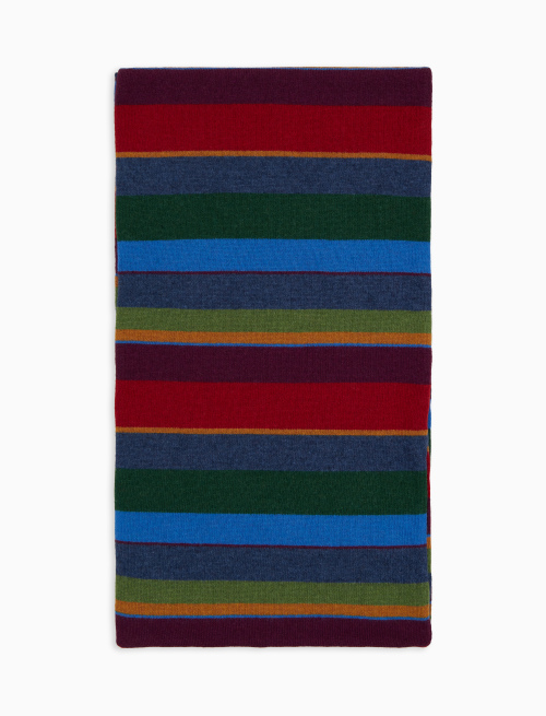 Sciarpa doppiata unisex lana e cashmere blu righe multicolor - Accessori | Gallo 1927 - Official Online Shop