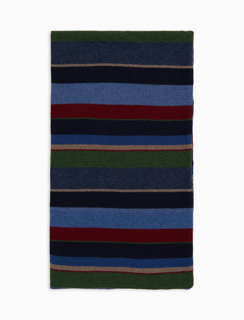 Sciarpa doppiata unisex lana e cashmere blu righe multicolor - Accessori | Gallo 1927 - Official Online Shop
