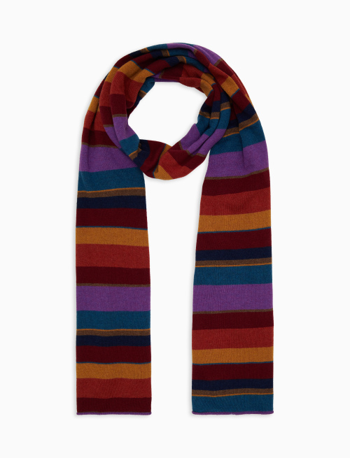 Sciarpa semplice unisex lana e cashmere bordò righe multicolor - Accessori | Gallo 1927 - Official Online Shop