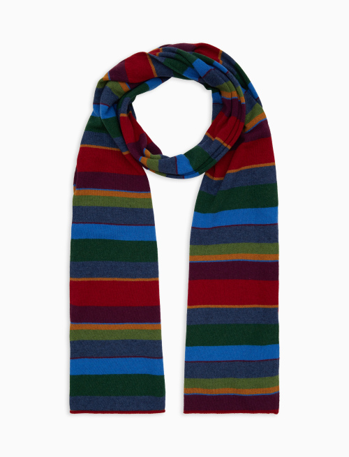 Sciarpa semplice unisex lana e cashmere blu righe multicolor - Accessori | Gallo 1927 - Official Online Shop