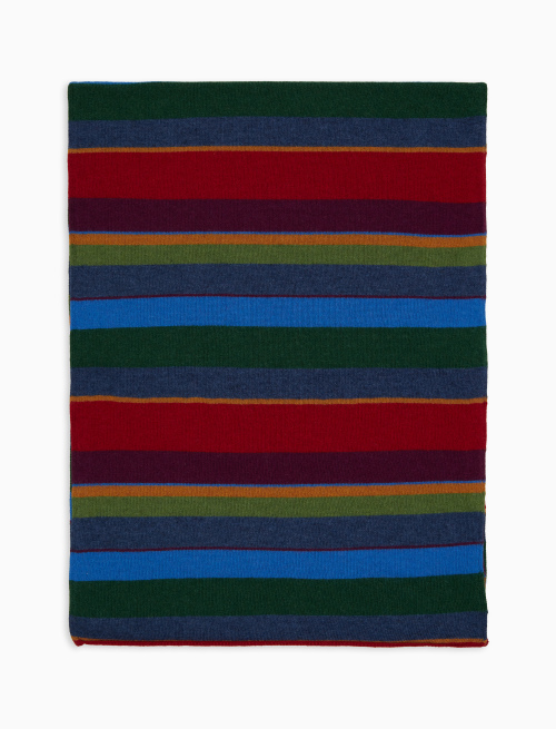 Sciarpa semplice unisex lana e cashmere blu righe multicolor - Accessori | Gallo 1927 - Official Online Shop