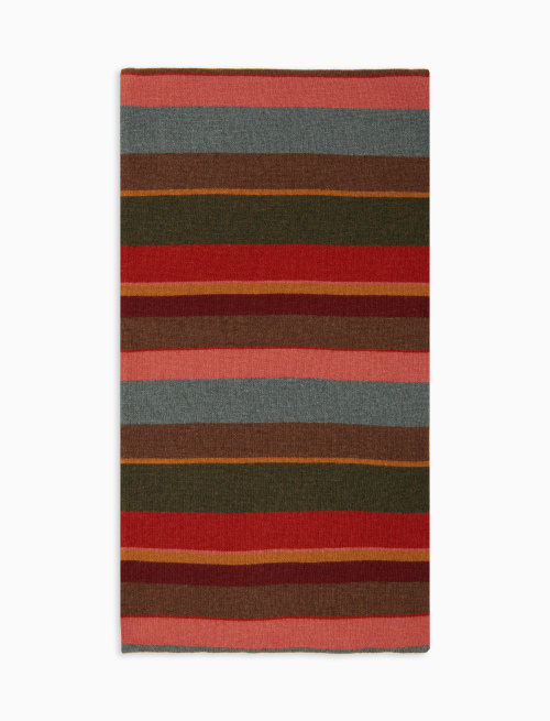 Unisex simple pink wool and cashmere scarf with multicoloured stripes - Scarves | Gallo 1927 - Official Online Shop