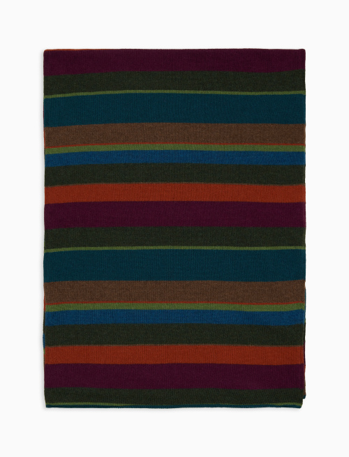 Sciarpa semplice unisex lana e cashmere verde righe multicolor - Accessori | Gallo 1927 - Official Online Shop