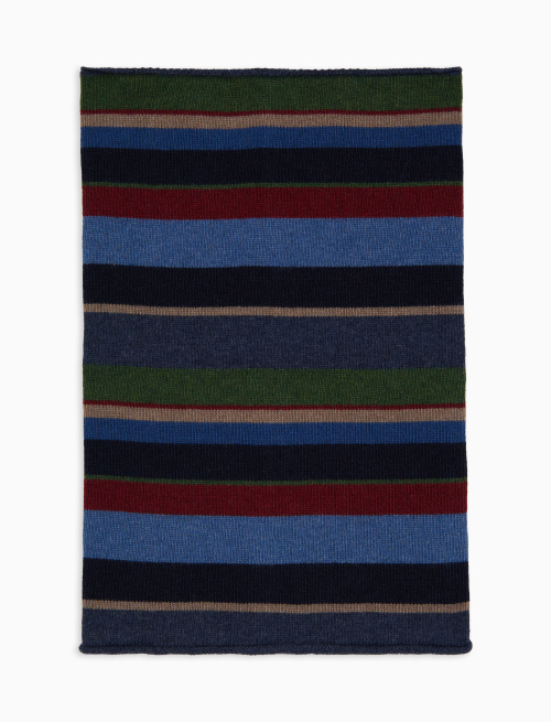 Scaldacollo donna lana e cashmere blu righe multicolor - Accessori | Gallo 1927 - Official Online Shop