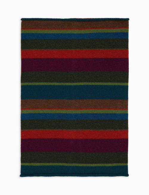 Scaldacollo donna lana e cashmere verde righe multicolor - Accessori | Gallo 1927 - Official Online Shop