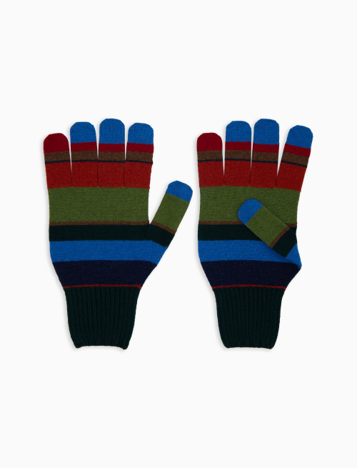 Men's green wool gloves with multicoloured stripes - Other | Gallo 1927 - Official Online Shop
