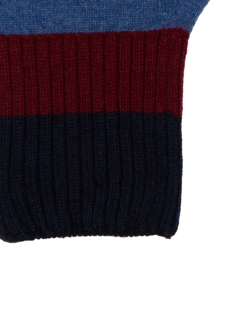 Men's blue wool gloves with multicoloured stripes - Gloves | Gallo 1927 - Official Online Shop