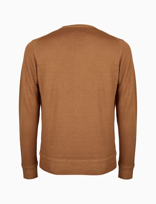 Men's plain beige wool crew-neck sweater - Clothing | Gallo 1927 - Official Online Shop