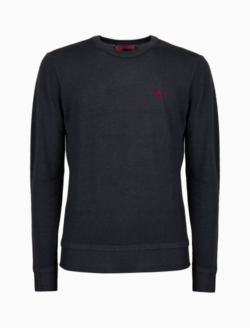 Men's plain grey wool crew-neck sweater - Knitwear | Gallo 1927 - Official Online Shop