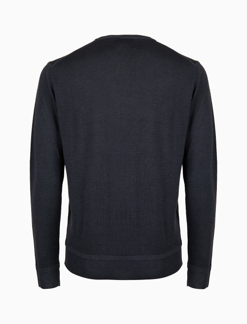 Men's plain grey wool crew-neck sweater - Man | Gallo 1927 - Official Online Shop