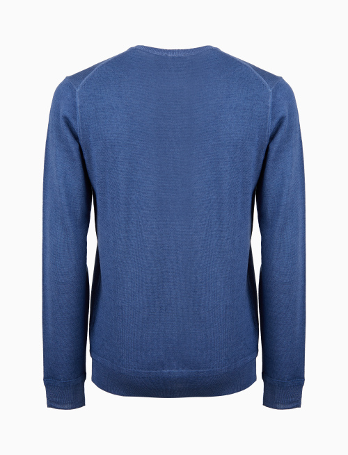 Men's plain blue wool crew-neck sweater - Clothing | Gallo 1927 - Official Online Shop