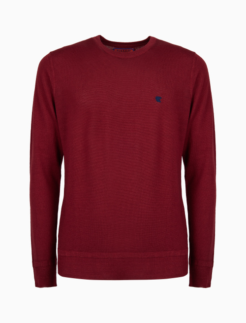 Men's plain burgundy wool crew-neck sweater - Knitwear | Gallo 1927 - Official Online Shop