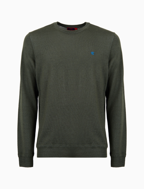 Men's plain green wool crew-neck sweater - Man | Gallo 1927 - Official Online Shop
