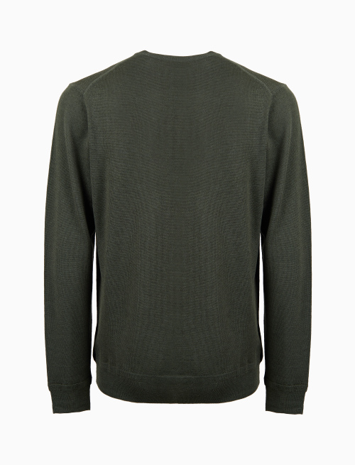 Men's plain green wool crew-neck sweater - Man | Gallo 1927 - Official Online Shop