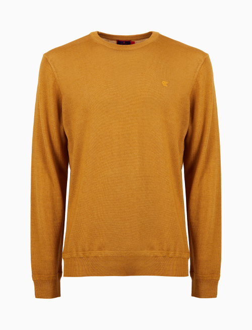 Men's plain yellow wool crew-neck sweater - Man | Gallo 1927 - Official Online Shop