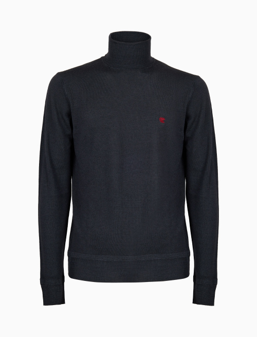 Men's plain grey wool turtleneck sweater - Knitwear | Gallo 1927 - Official Online Shop