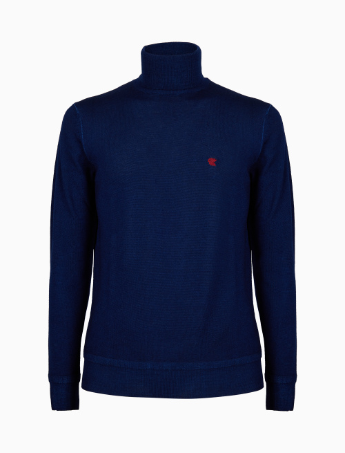 Men's plain blue wool turtleneck sweater - Man | Gallo 1927 - Official Online Shop