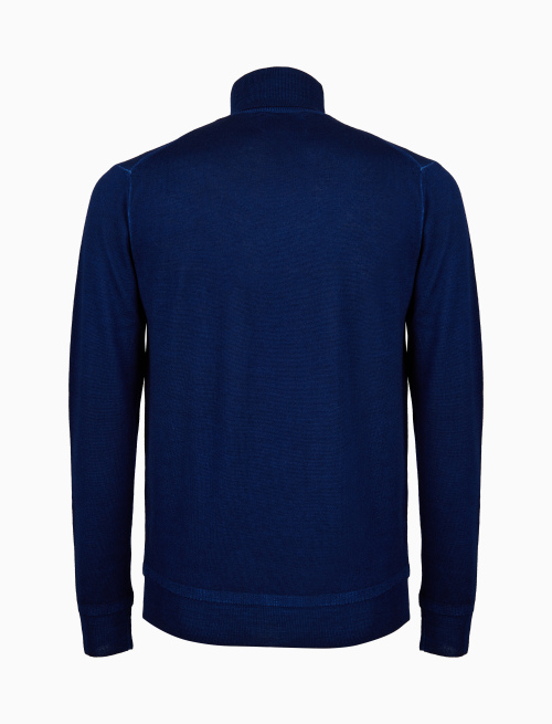 Men's plain blue wool turtleneck sweater - Man | Gallo 1927 - Official Online Shop