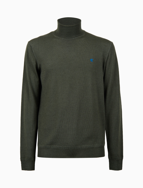 Men's plain green wool turtleneck sweater - Man | Gallo 1927 - Official Online Shop