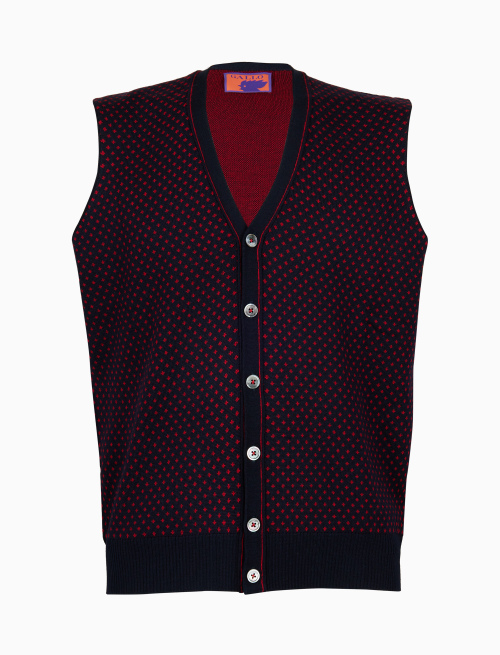 Men's blue wool vest with lily motif - Clothing | Gallo 1927 - Official Online Shop