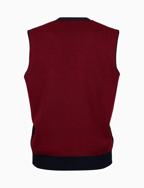 Men's blue wool vest with lily motif - Clothing | Gallo 1927 - Official Online Shop
