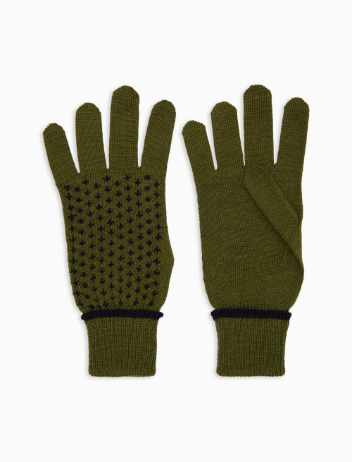 Guanti con risvolto uomo lana verde fantasia giglio - Altro | Gallo 1927 - Official Online Shop