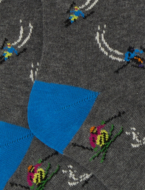 Kids' long grey cotton socks with skier motif - Black Friday Kids | Gallo 1927 - Official Online Shop