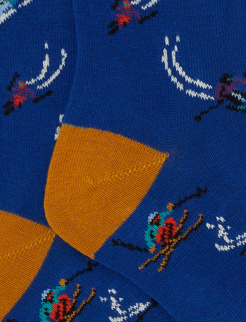 Kids' long blue cotton socks with skier motif - Black Friday Kids | Gallo 1927 - Official Online Shop