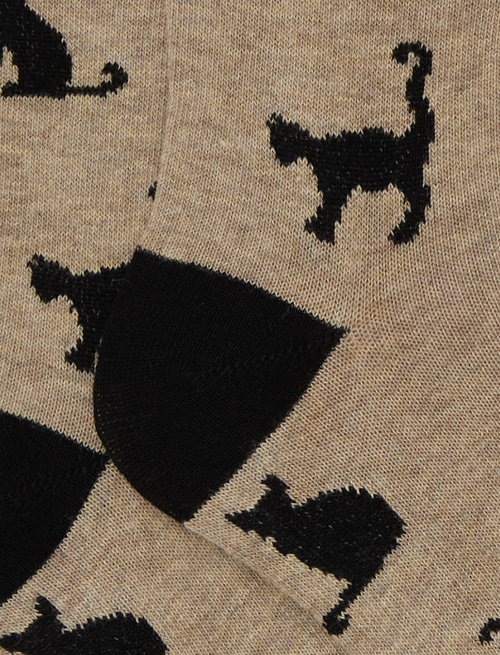 Kids' long beige cotton socks with cat motif - Black Friday Kids | Gallo 1927 - Official Online Shop