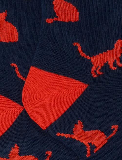 Kids' short blue cotton socks with cat motif - Black Friday Kids | Gallo 1927 - Official Online Shop