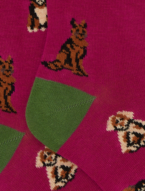 Kids' long fuchsia cotton socks with dog motif - Black Friday Kids | Gallo 1927 - Official Online Shop