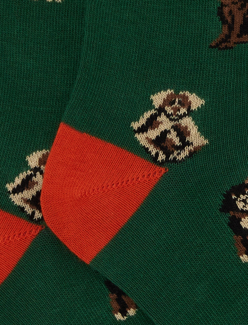 Kids' short green cotton socks with dog motif - Black Friday Kids | Gallo 1927 - Official Online Shop