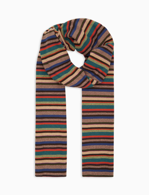 Sciarpa unisex pile beige righe multicolor - Accessori | Gallo 1927 - Official Online Shop