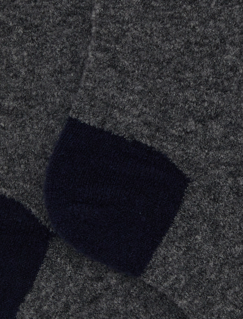 Men's short plain grey bouclé wool socks with contrasting details - Man | Gallo 1927 - Official Online Shop