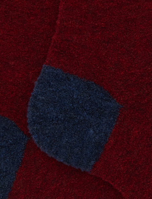 Men's short plain red bouclé wool socks with contrasting details - Man | Gallo 1927 - Official Online Shop