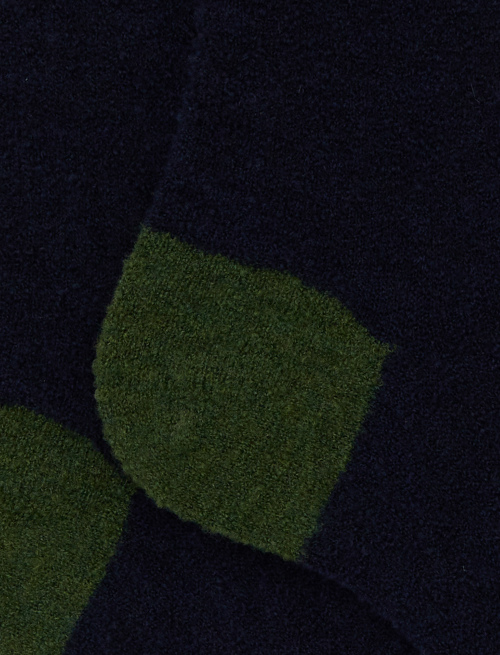 Men's short plain blue bouclé wool socks with contrasting details - Man | Gallo 1927 - Official Online Shop