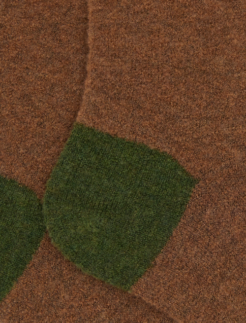 Men's short plain brown bouclé wool socks with contrasting details - Short | Gallo 1927 - Official Online Shop