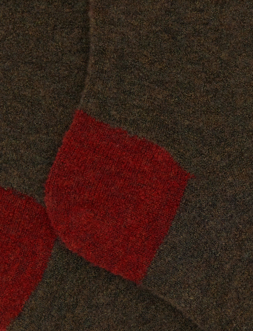 Men's short plain green bouclé wool socks with contrasting details - Short | Gallo 1927 - Official Online Shop
