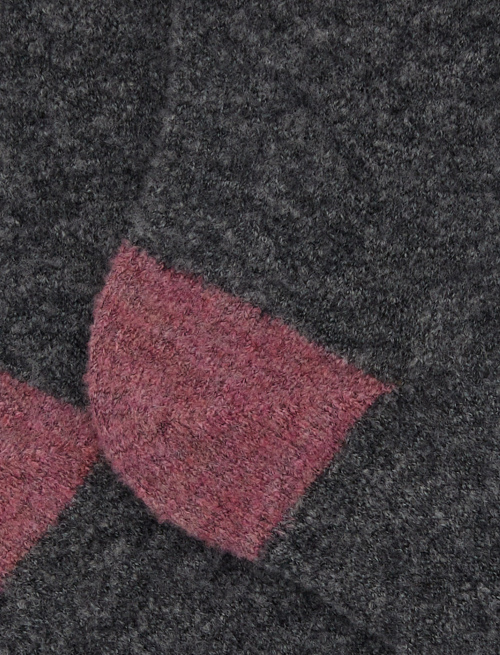 Women's short plain grey bouclé wool socks with contrasting details - Socks | Gallo 1927 - Official Online Shop