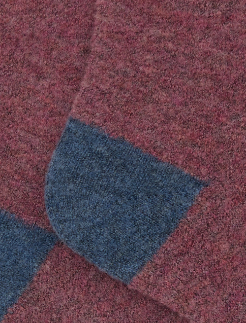 Women's short plain pink bouclé wool socks with contrasting details - Socks | Gallo 1927 - Official Online Shop