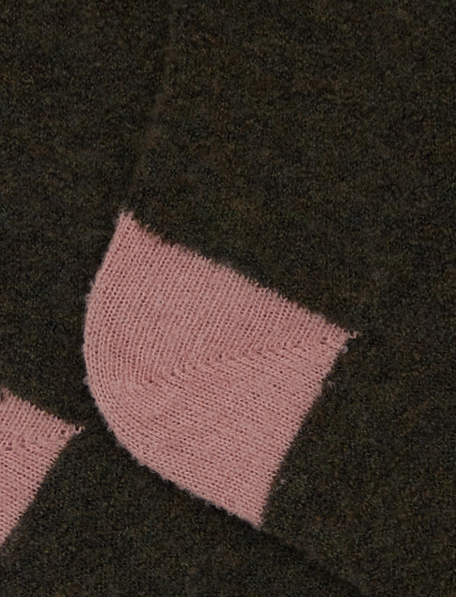 Women's short plain green bouclé wool socks with contrasting details - Socks | Gallo 1927 - Official Online Shop